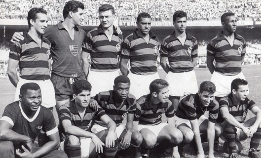 Uma formação do Flamengo durante o Carioca de 1960. Em pé: Joubert, Ari, o paraguaio Monín, Jadir, Carlinhos e Jordan. Agachados: Othon, Moacir, Henrique, Gerson e Babá.